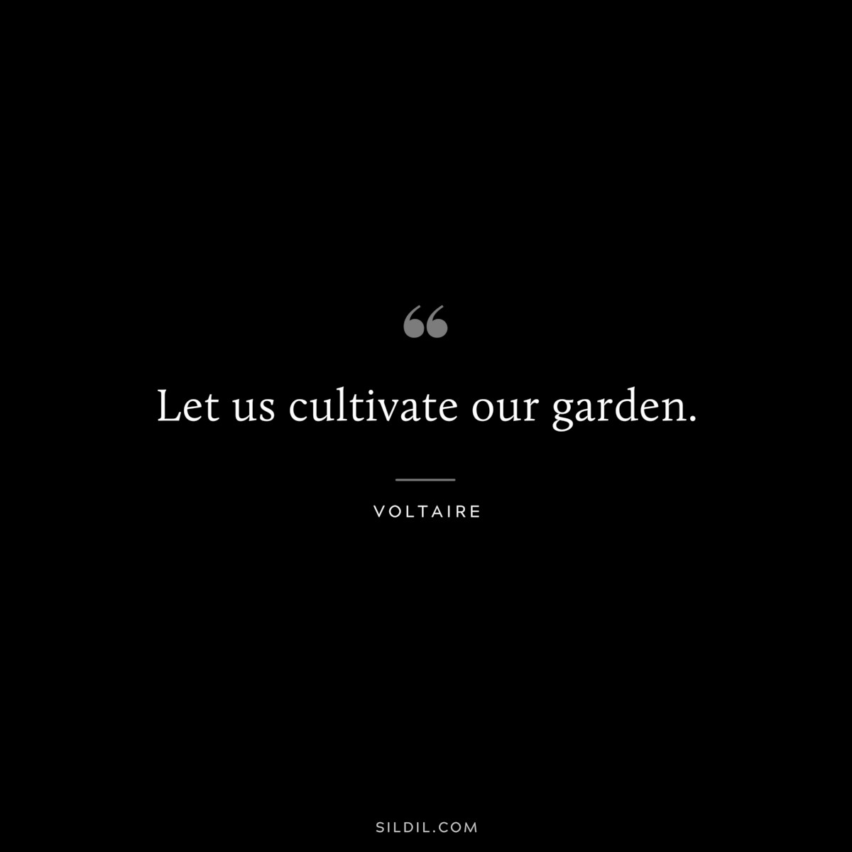 Let us cultivate our garden. ― Voltaire