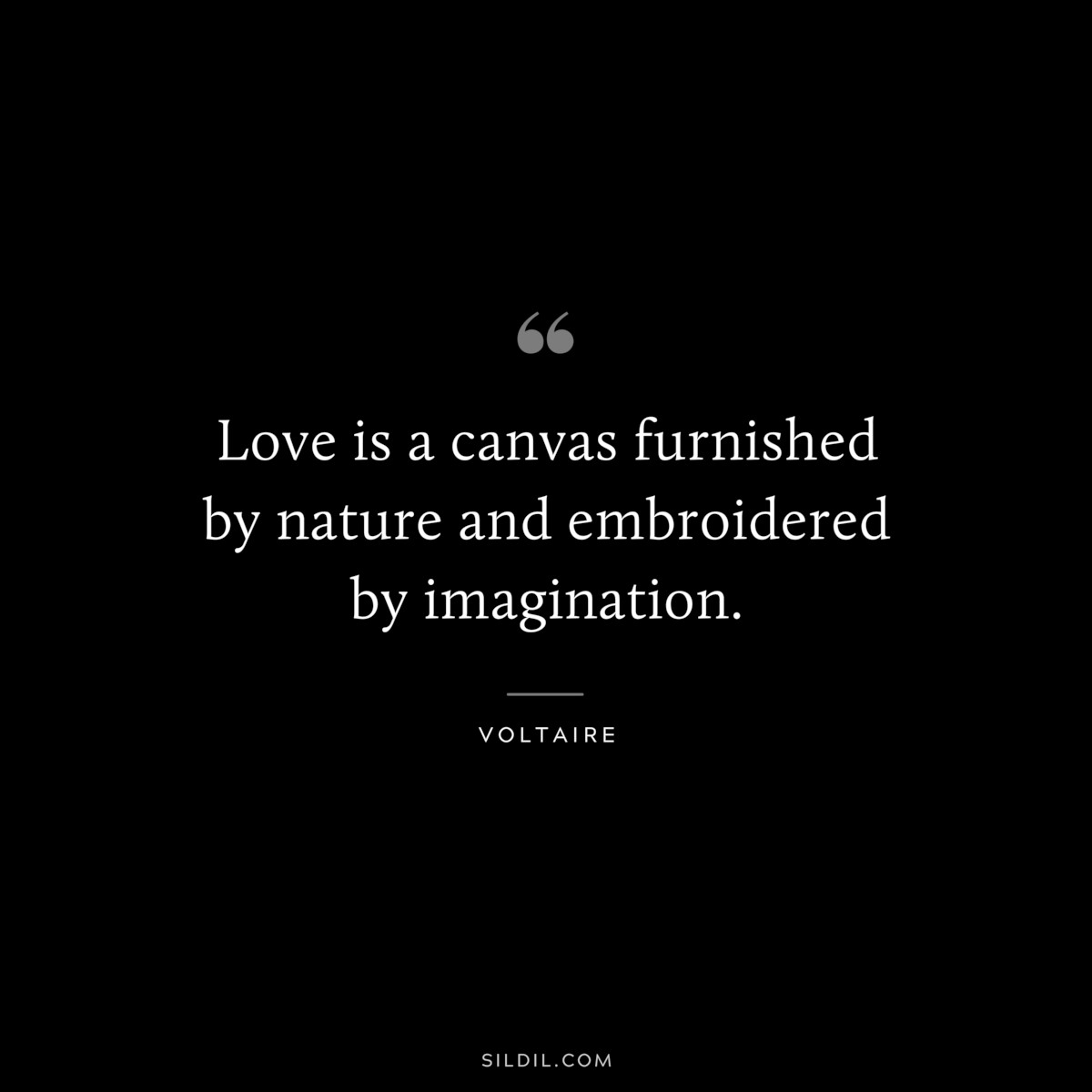 Love is a canvas furnished by nature and embroidered by imagination. ― Voltaire