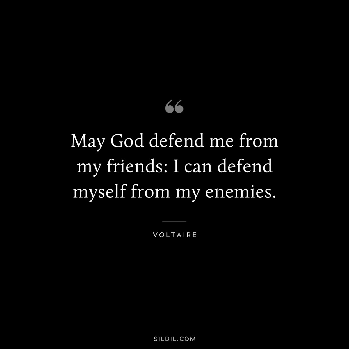 May God defend me from my friends: I can defend myself from my enemies. ― Voltaire