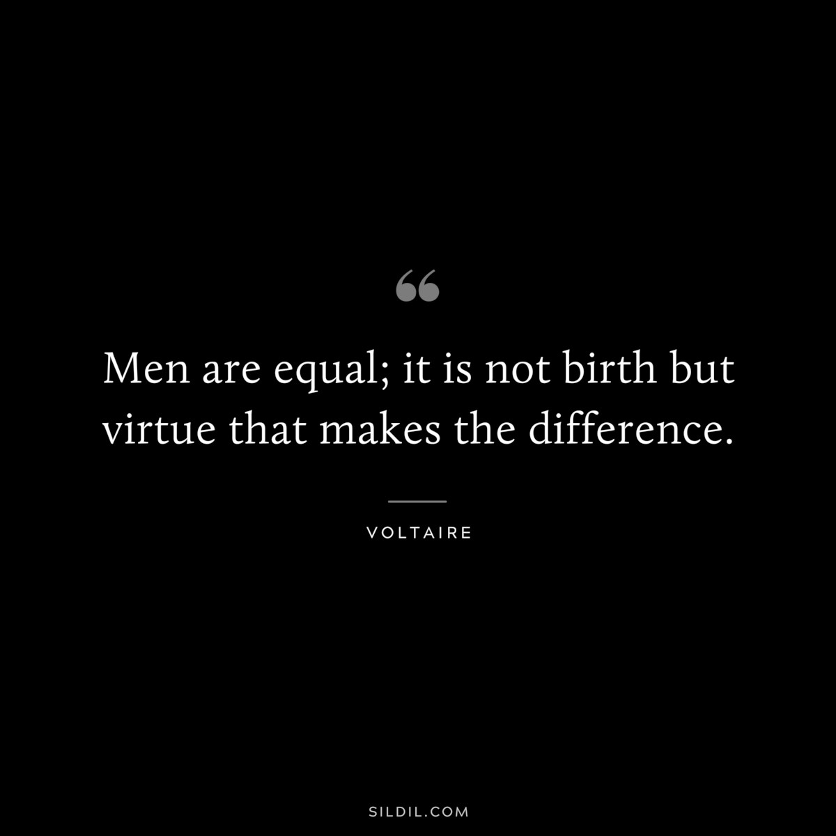 Men are equal; it is not birth but virtue that makes the difference. ― Voltaire