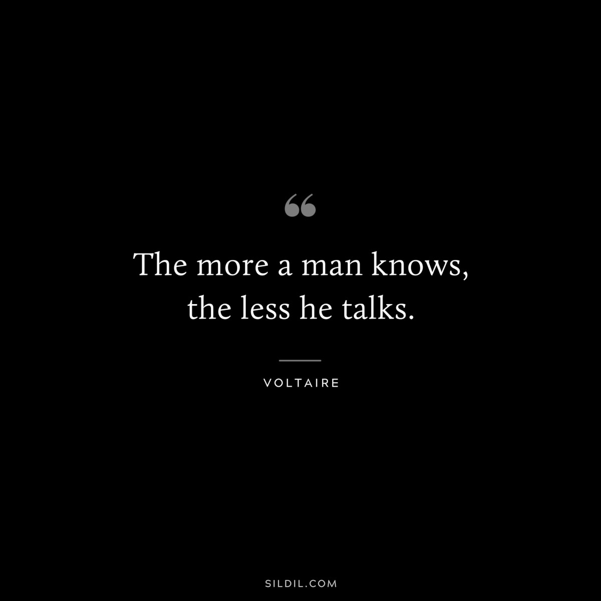 The more a man knows, the less he talks. ― Voltaire