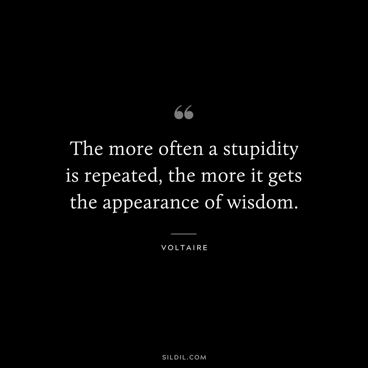 The more often a stupidity is repeated, the more it gets the appearance of wisdom. ― Voltaire