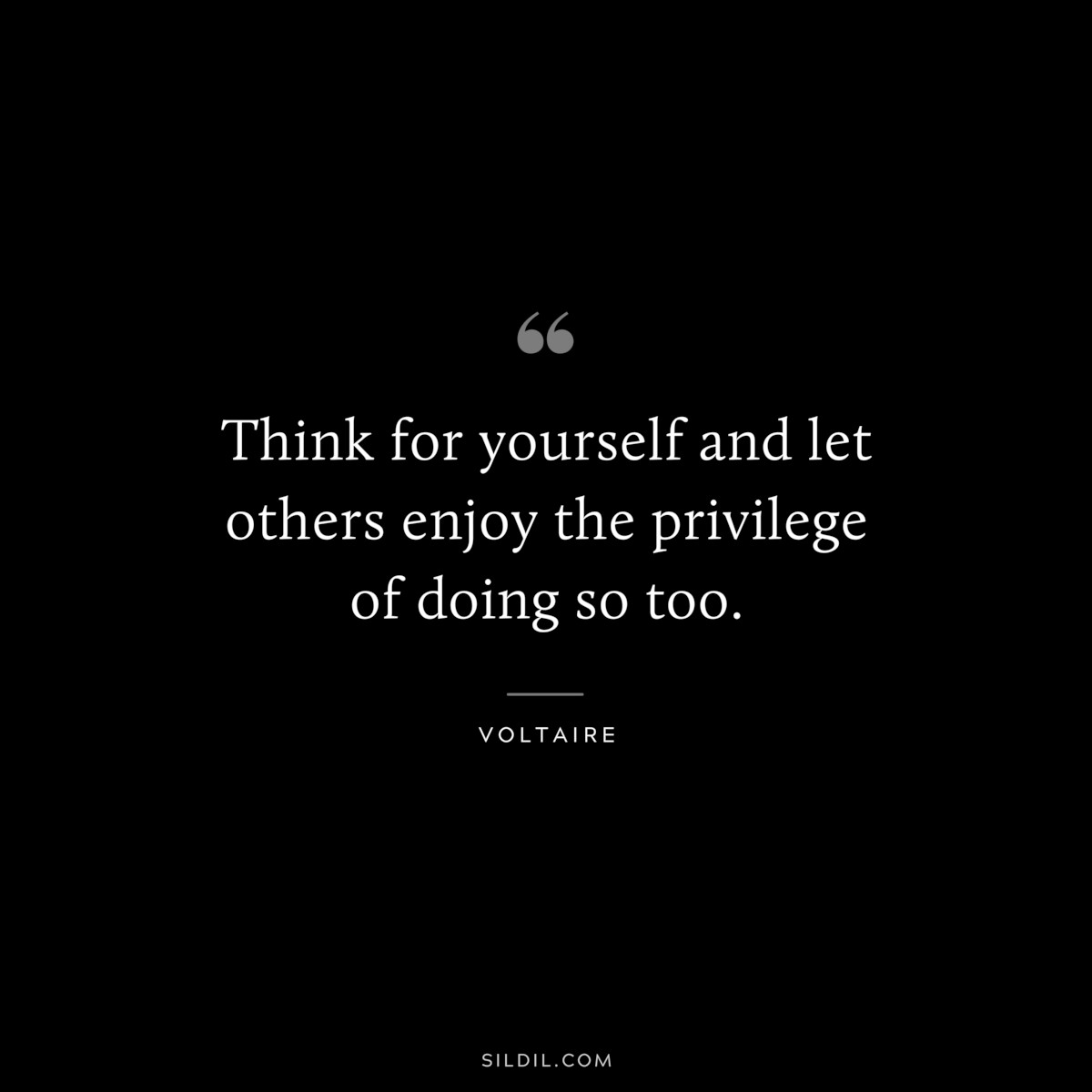 Think for yourself and let others enjoy the privilege of doing so too. ― Voltaire