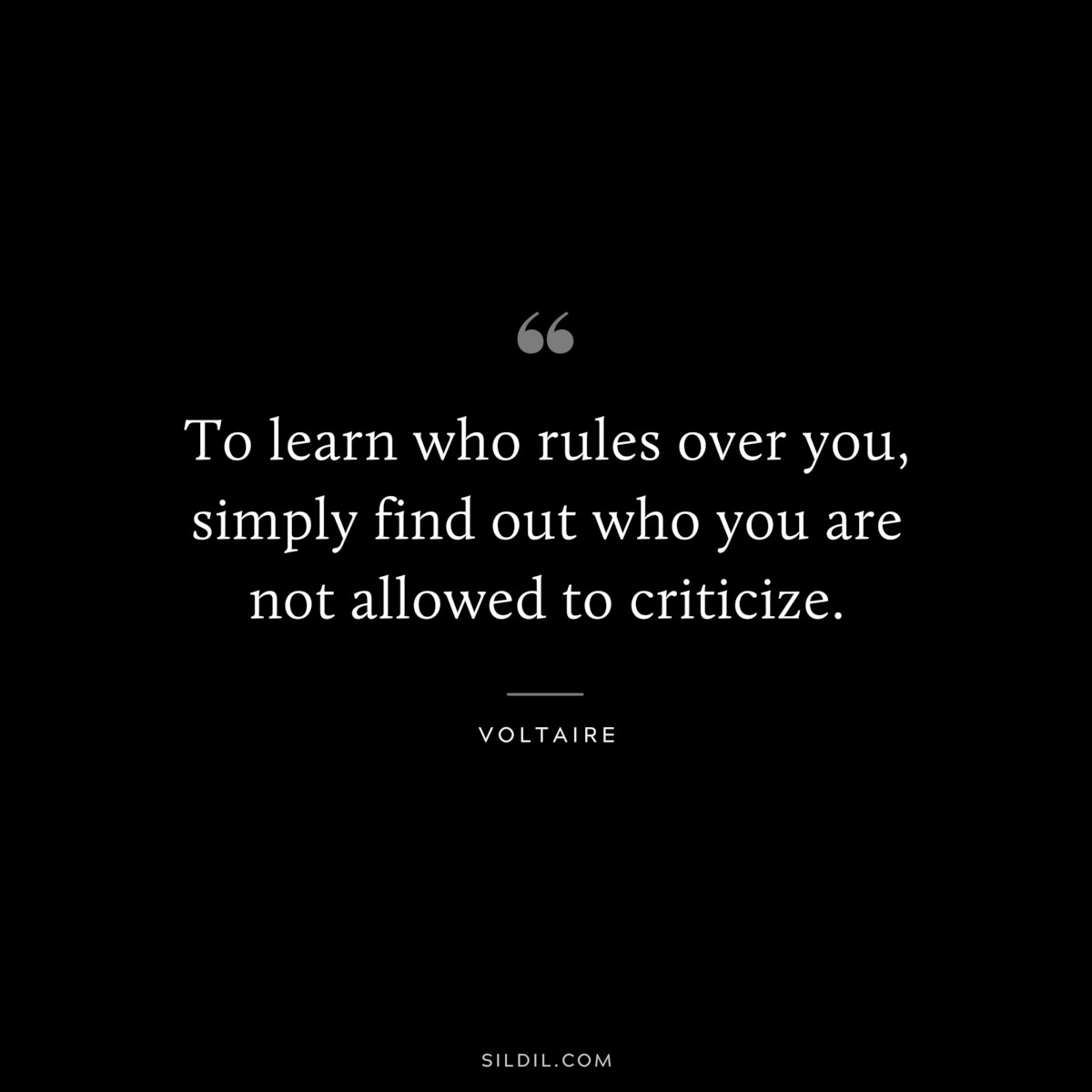 To learn who rules over you, simply find out who you are not allowed to criticize. ― Voltaire