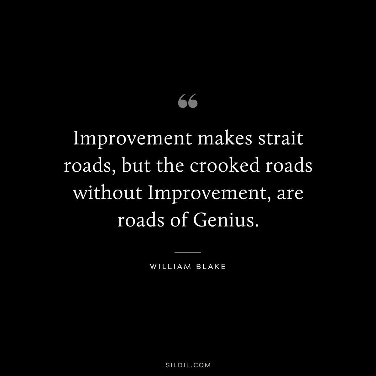 Improvement makes strait roads, but the crooked roads without Improvement, are roads of Genius. ― William Blake