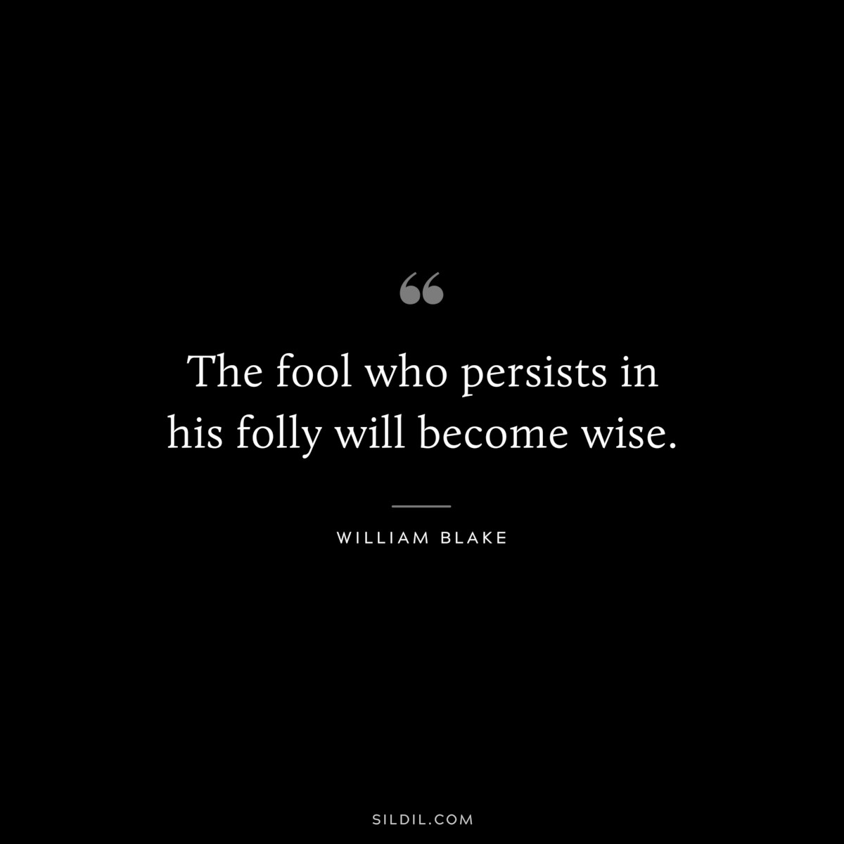 The fool who persists in his folly will become wise. ― William Blake