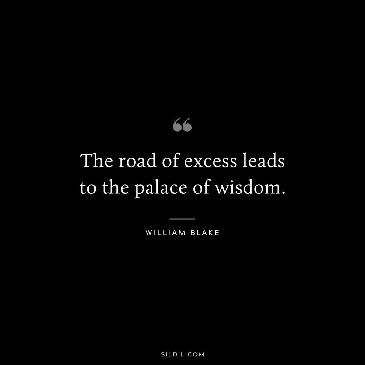 The road of excess leads to the palace of wisdom. ― William Blake