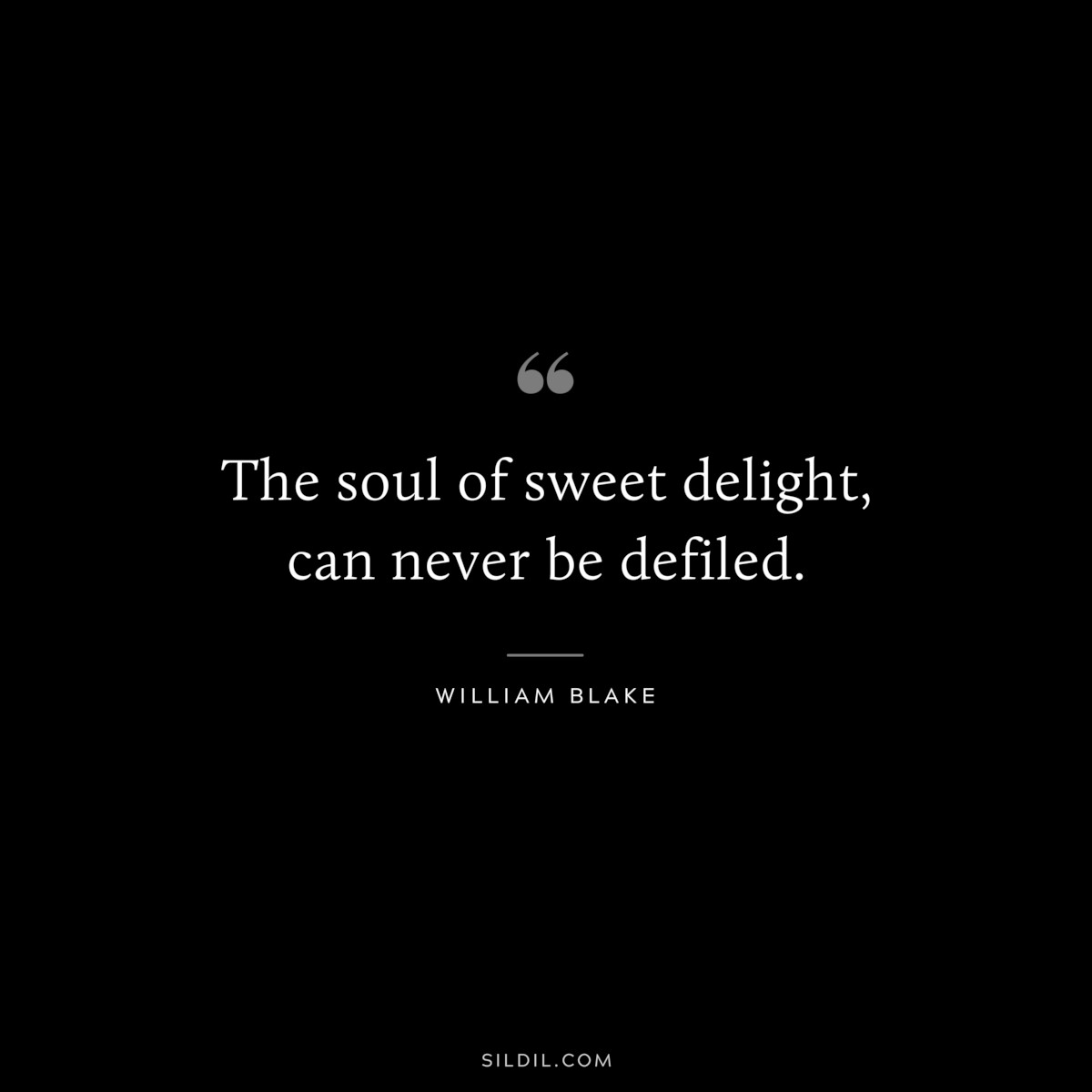 The soul of sweet delight, can never be defiled. ― William Blake