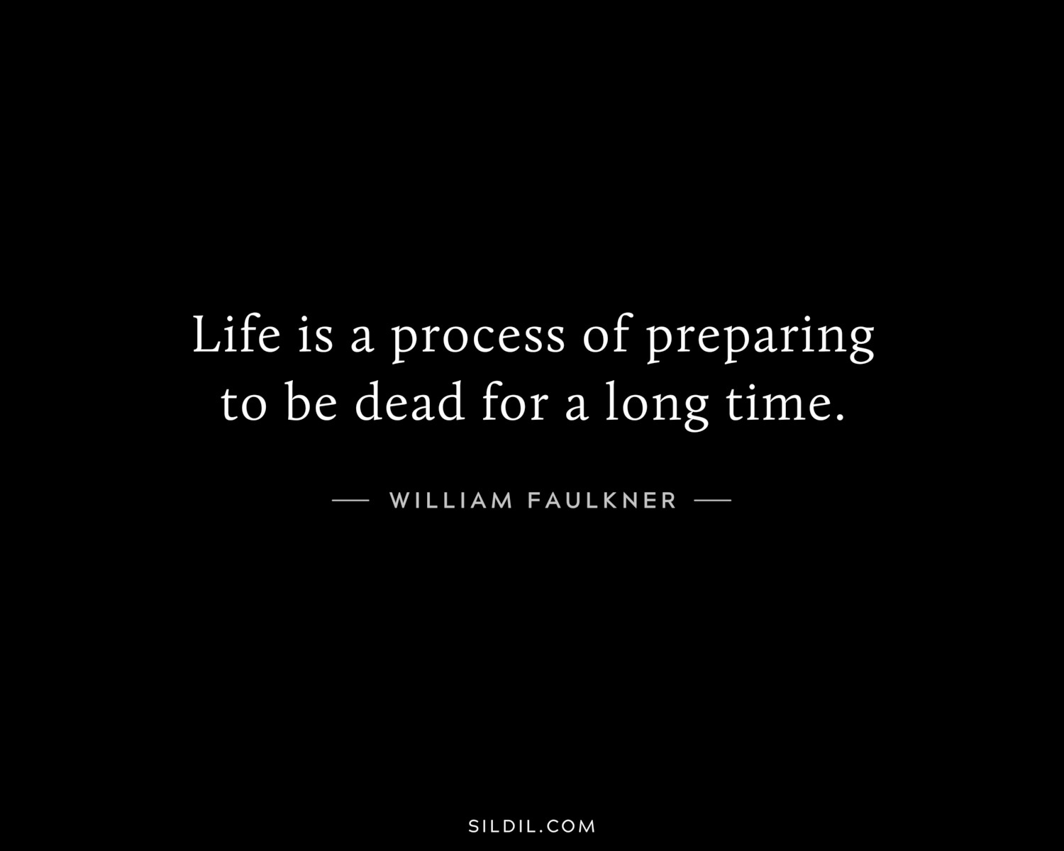Life is a process of preparing to be dead for a long time.