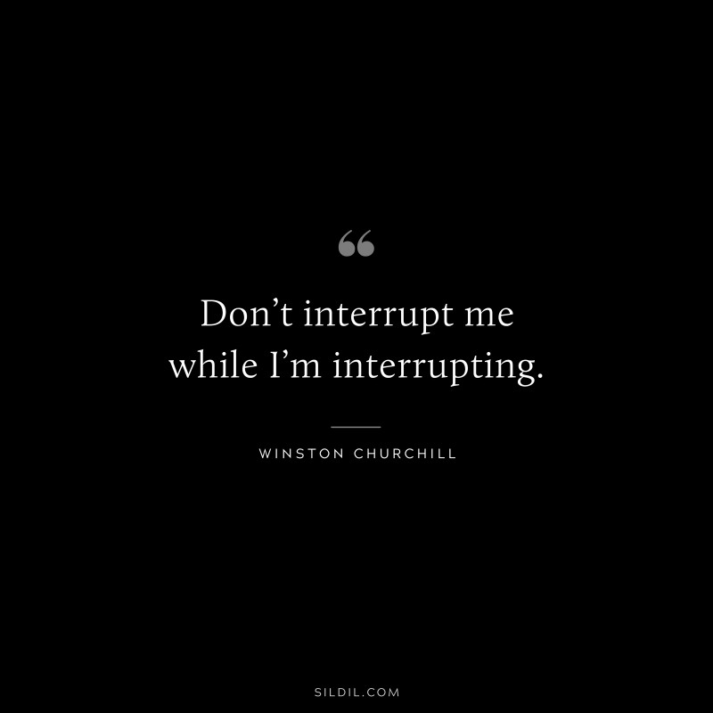 Don’t interrupt me while I’m interrupting. ― Winston Churchill