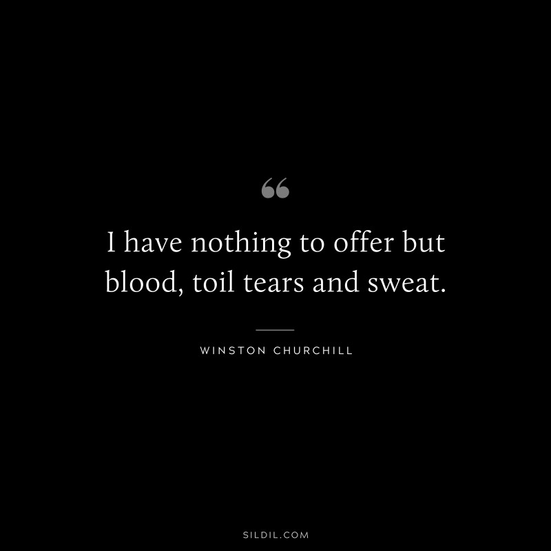 I have nothing to offer but blood, toil tears and sweat. ― Winston Churchill