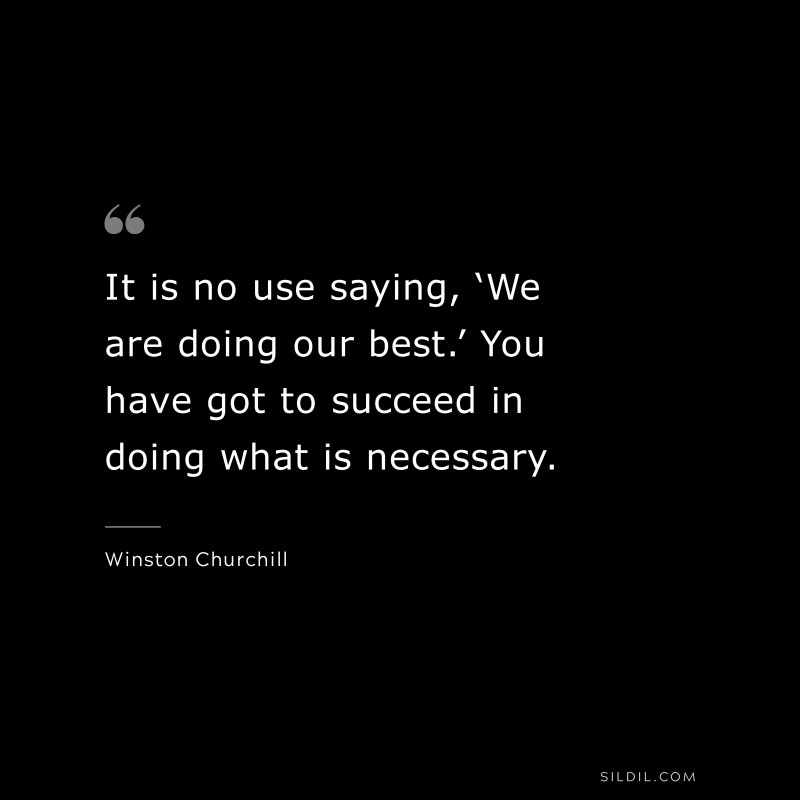 It is no use saying, ‘We are doing our best.’ You have got to succeed in doing what is necessary. ― Winston Churchill