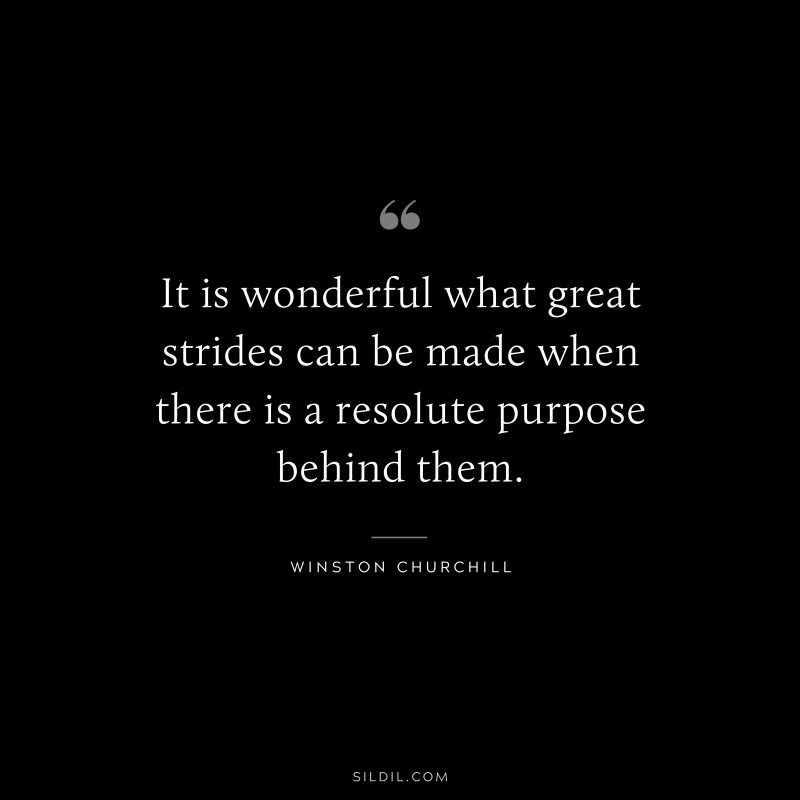 It is wonderful what great strides can be made when there is a resolute purpose behind them. ― Winston Churchill