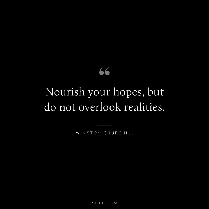 Nourish your hopes, but do not overlook realities. ― Winston Churchill