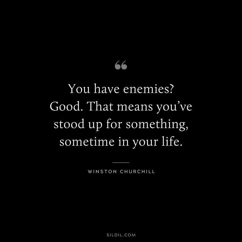 You have enemies? Good. That means you’ve stood up for something, sometime in your life. ― Winston Churchill