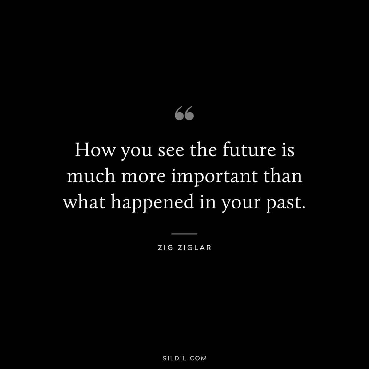 How you see the future is much more important than what happened in your past. ― Zig Ziglar