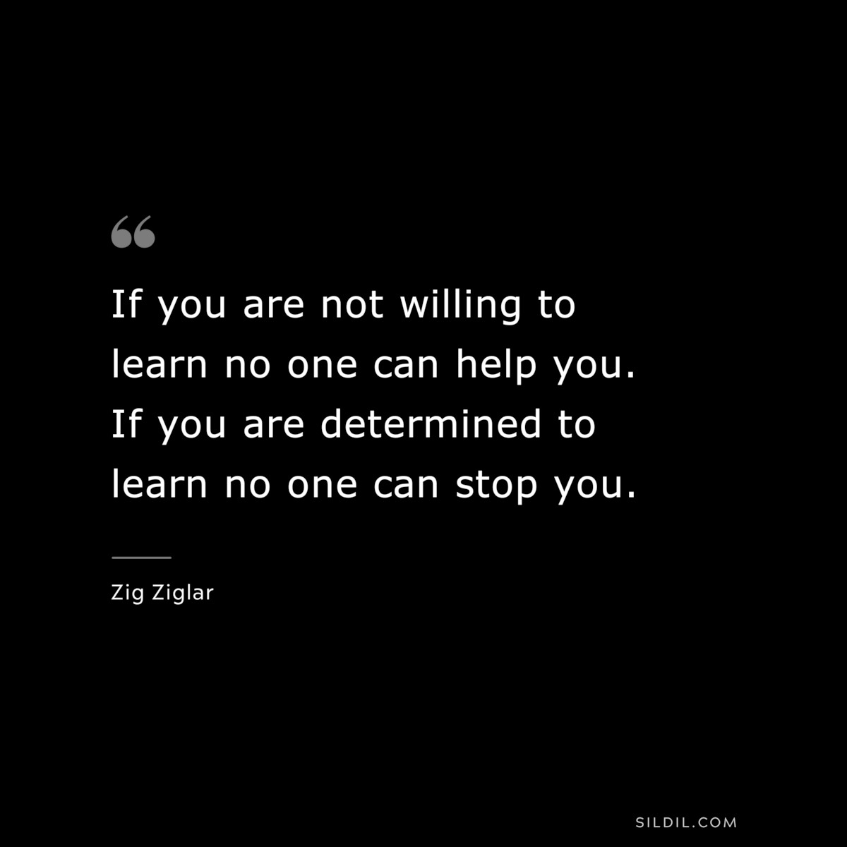 If you are not willing to learn no one can help you. If you are determined to learn no one can stop you. ― Zig Ziglar