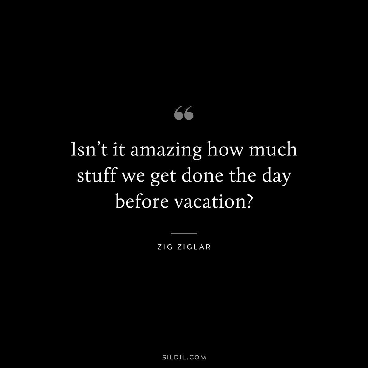 Isn’t it amazing how much stuff we get done the day before vacation? ― Zig Ziglar