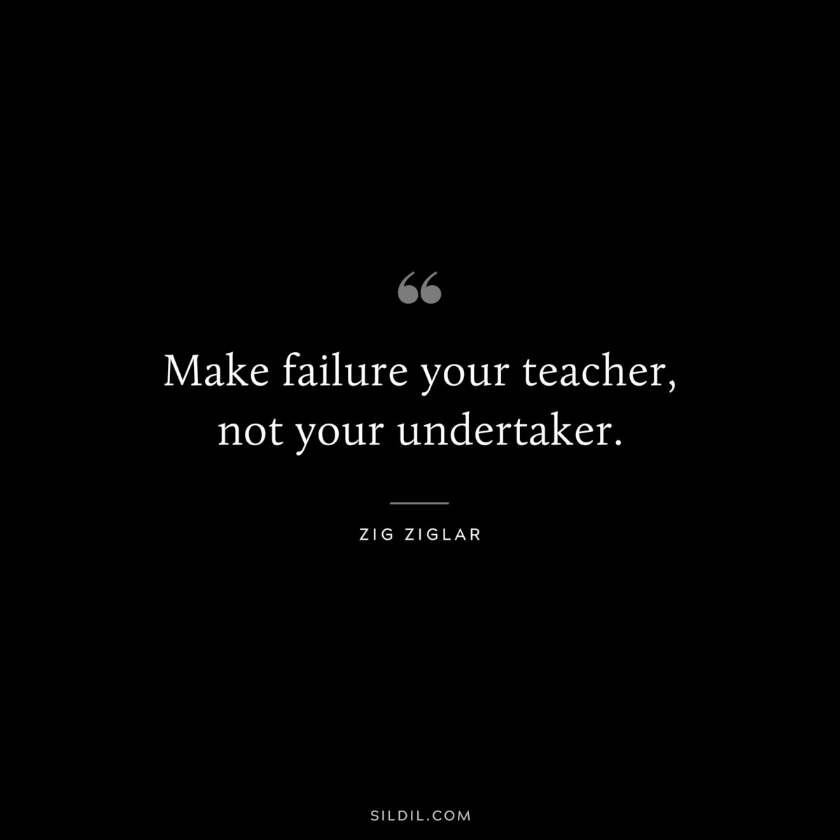 Make failure your teacher, not your undertaker. ― Zig Ziglar