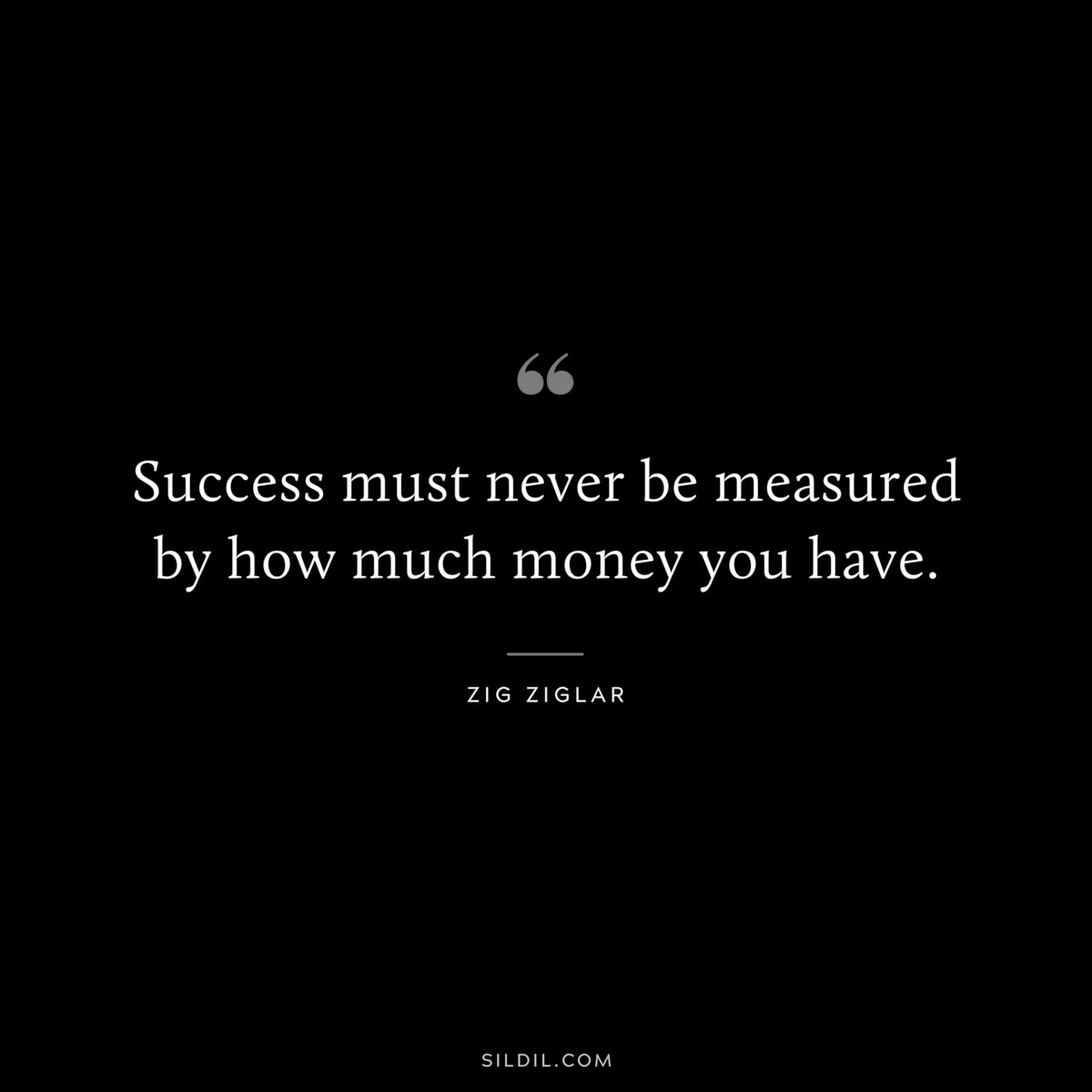 Success must never be measured by how much money you have. ― Zig Ziglar