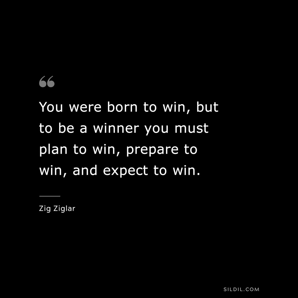 You were born to win, but to be a winner you must plan to win, prepare to win, and expect to win. ― Zig Ziglar