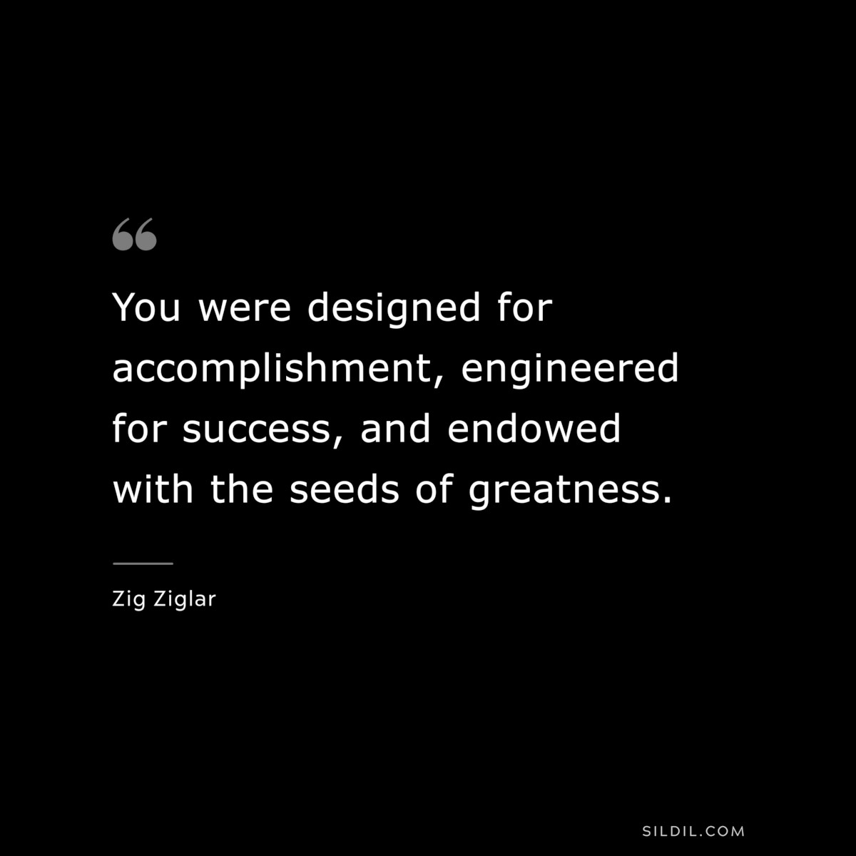 You were designed for accomplishment, engineered for success, and endowed with the seeds of greatness. ― Zig Ziglar