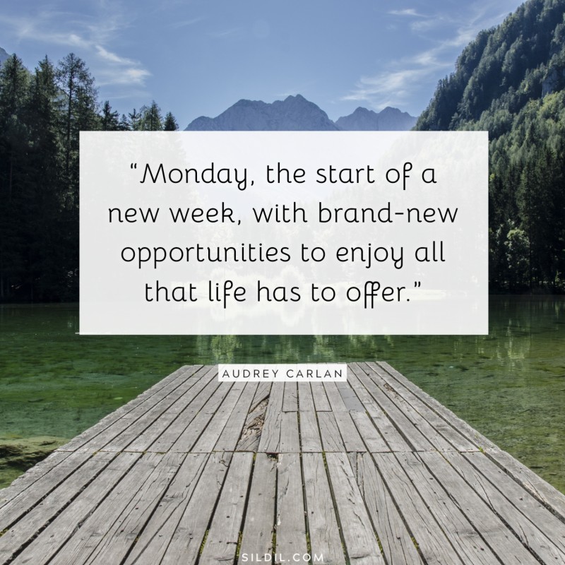 “Monday, the start of a new week, with brand-new opportunities to enjoy all that life has to offer.” ― Audrey Carlan