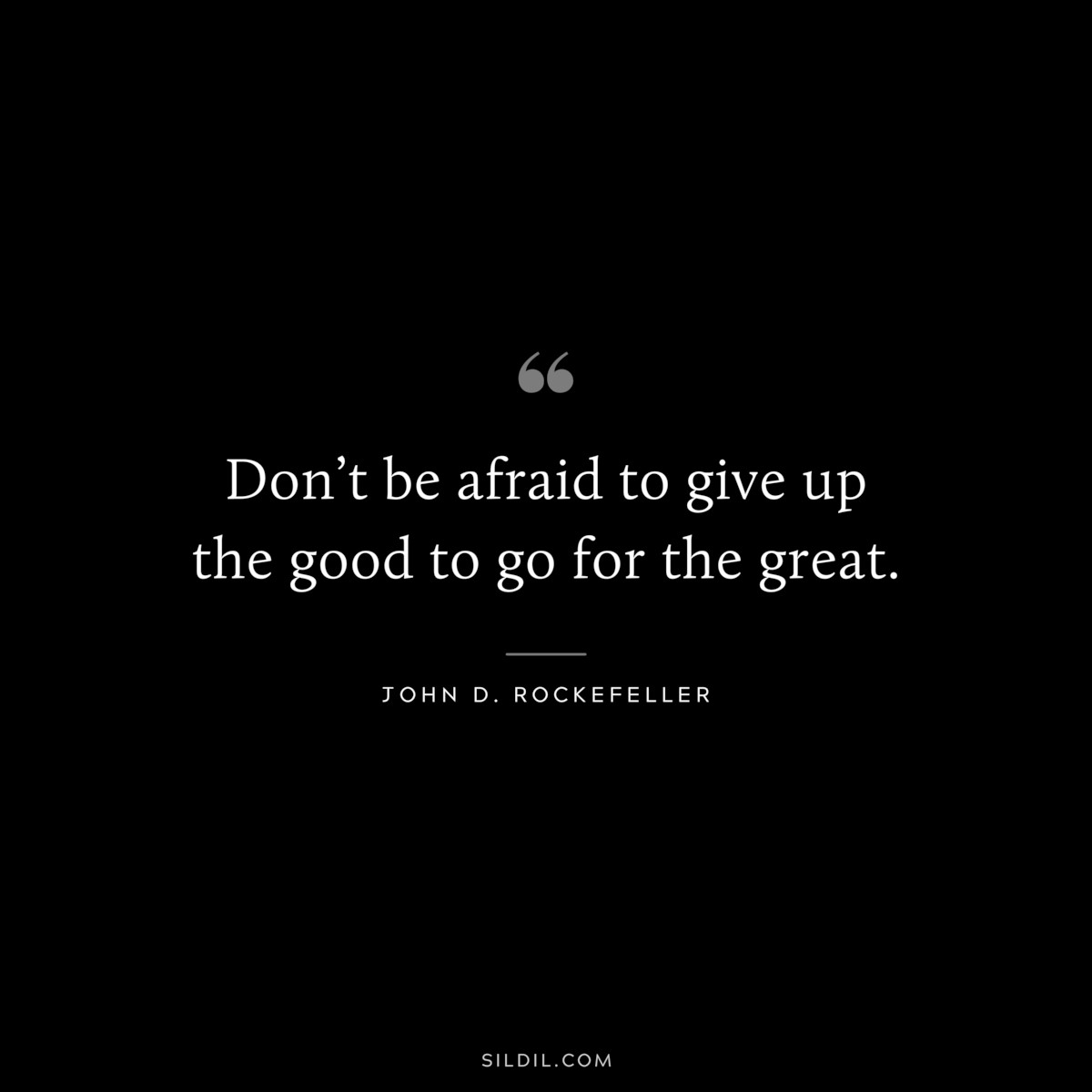 Don’t be afraid to give up the good to go for the great. ― John D. Rockefeller