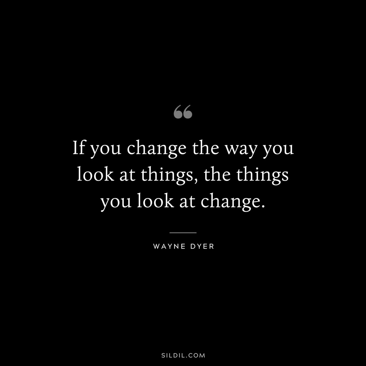If you change the way you look at things, the things you look at change. ― Wayne Dyer