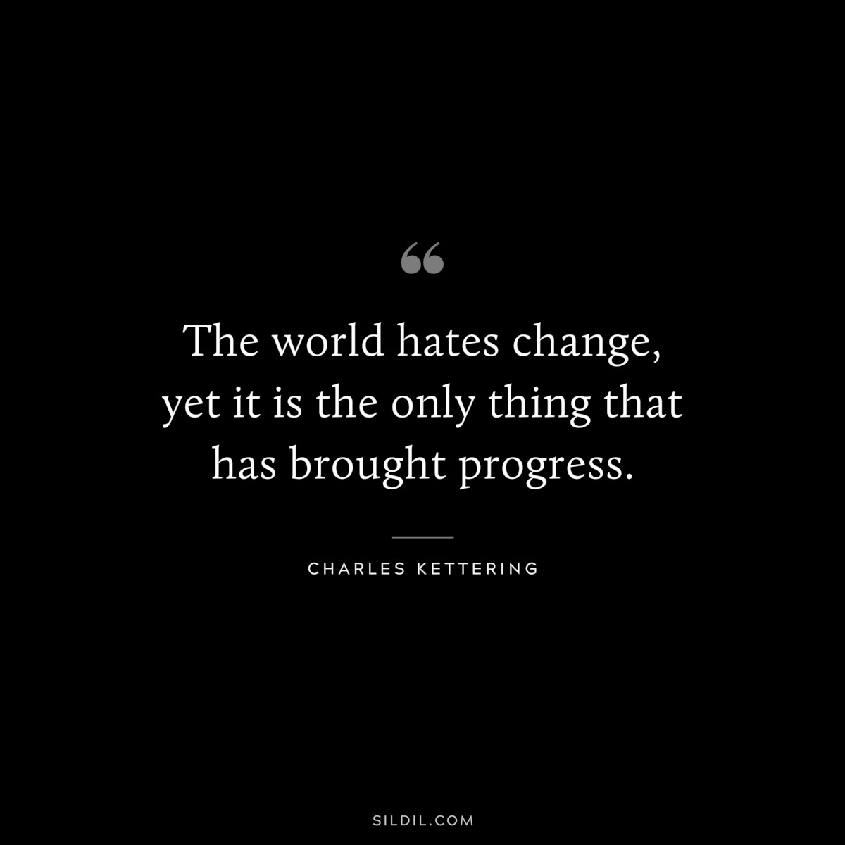The world hates change, yet it is the only thing that has brought progress. ― Charles Kettering
