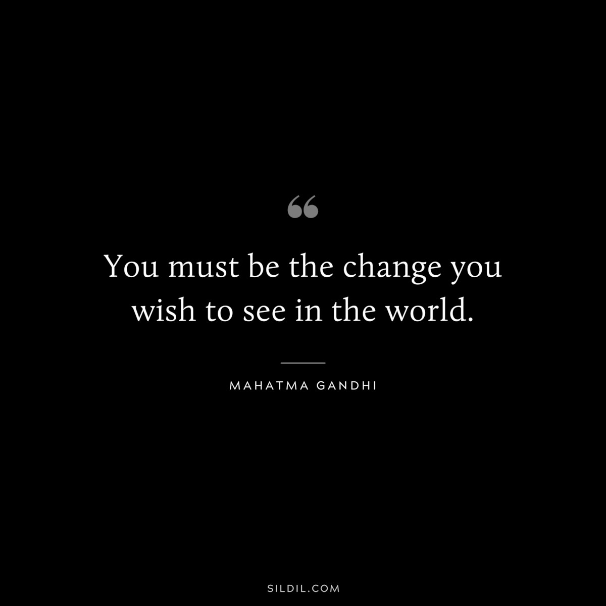 You must be the change you wish to see in the world. ― Mahatma Gandhi