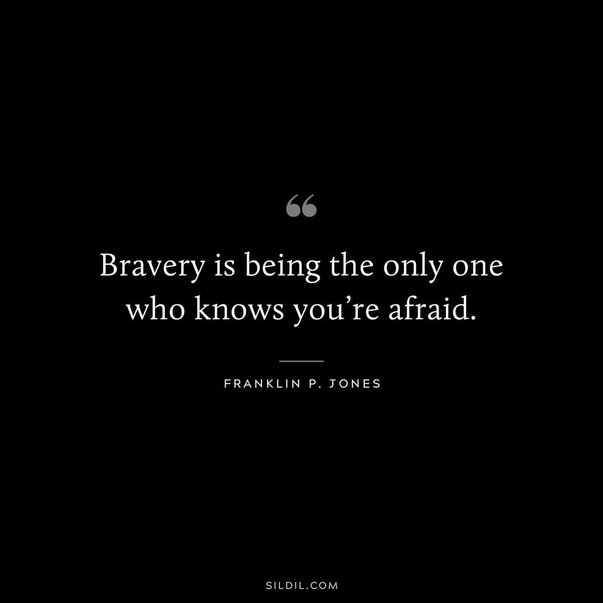 Bravery is being the only one who knows you’re afraid. ― Franklin P. Jones