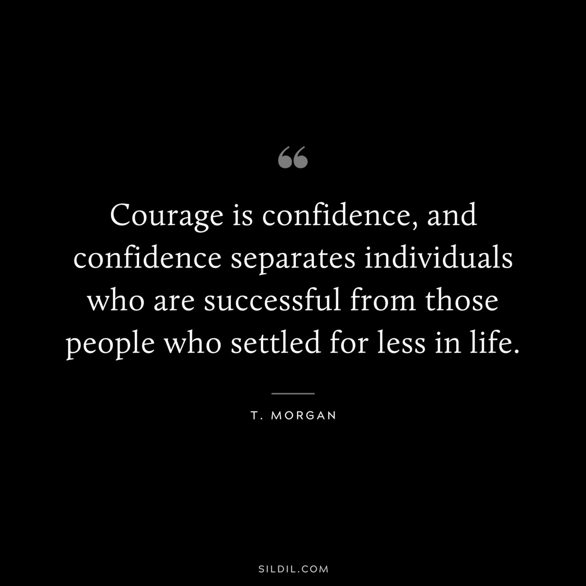 Courage is confidence, and confidence separates individuals who are successful from those people who settled for less in life. ― T. Morgan