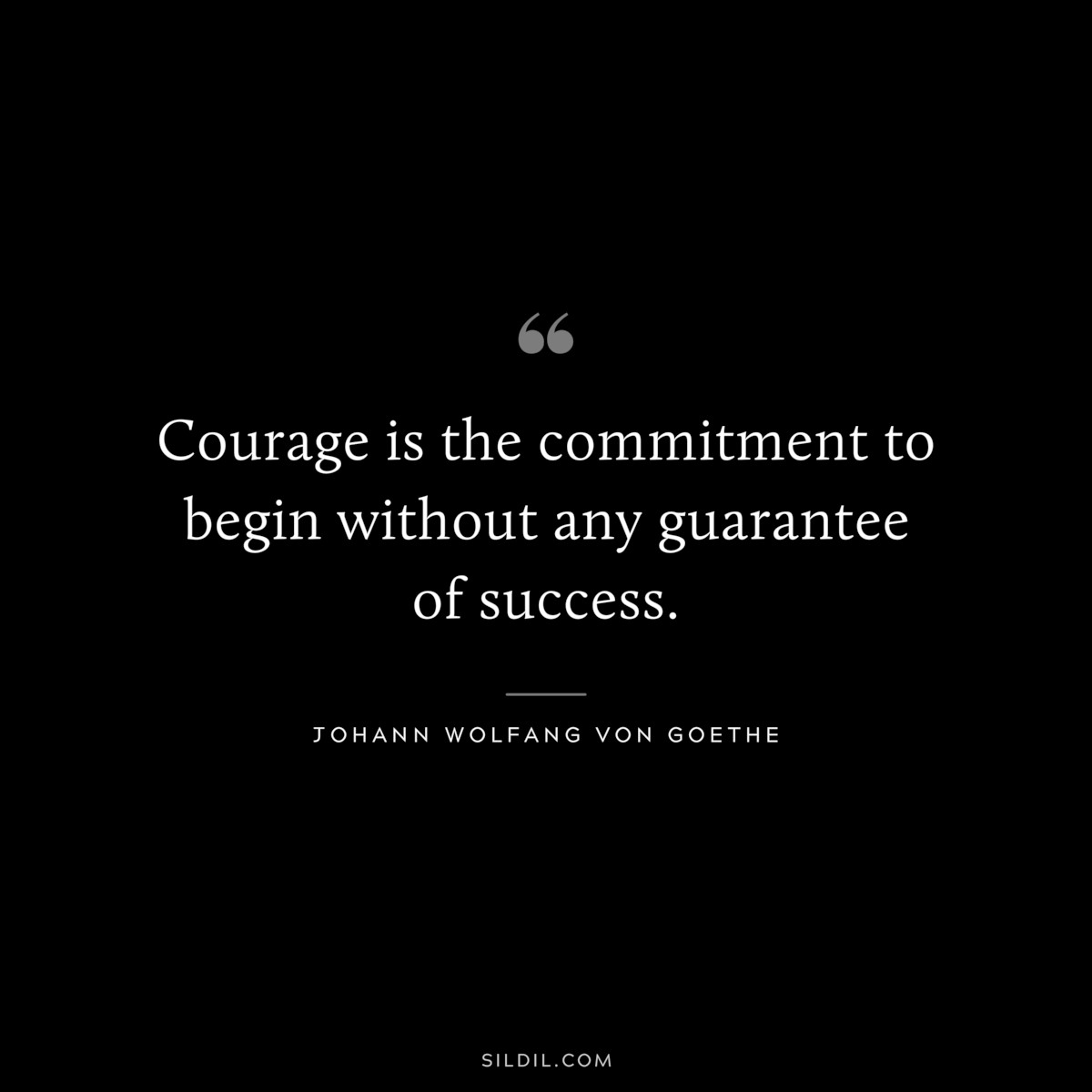 Courage is the commitment to begin without any guarantee of success. ― Johann Wolfang von Goethe