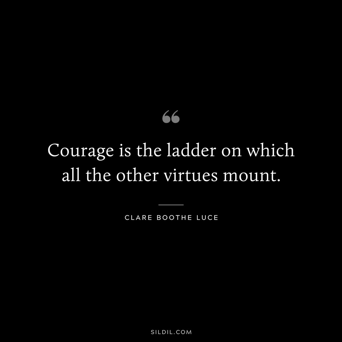 Courage is the ladder on which all the other virtues mount. ― Clare Boothe Luce