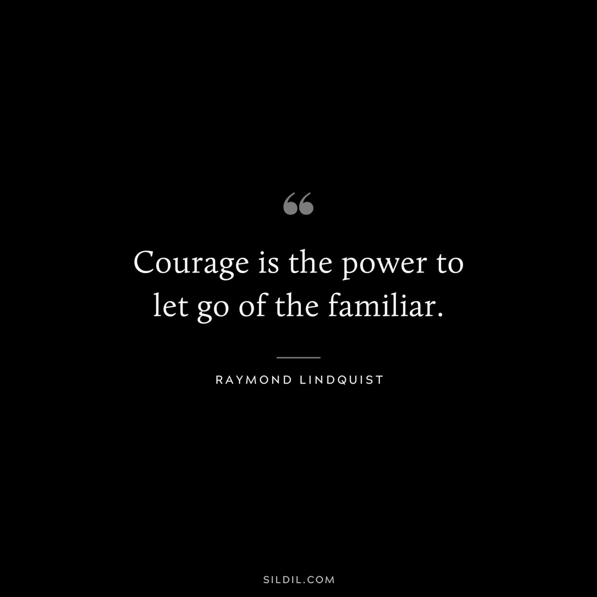 Courage is the power to let go of the familiar. ― Raymond Lindquist