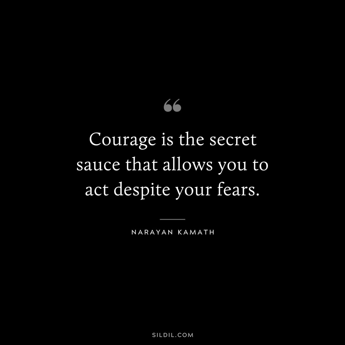 Courage is the secret sauce that allows you to act despite your fears. ― Narayan Kamath