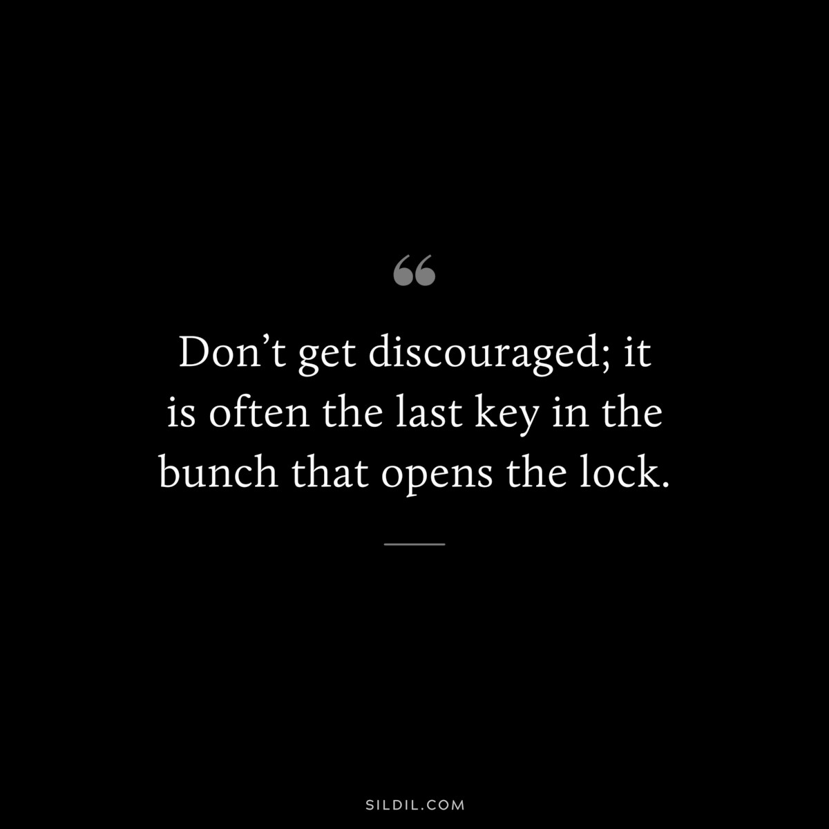Don’t get discouraged; it is often the last key in the bunch that opens the lock.