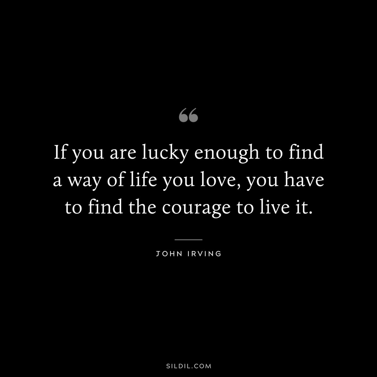If you are lucky enough to find a way of life you love, you have to find the courage to live it. ― John Irving