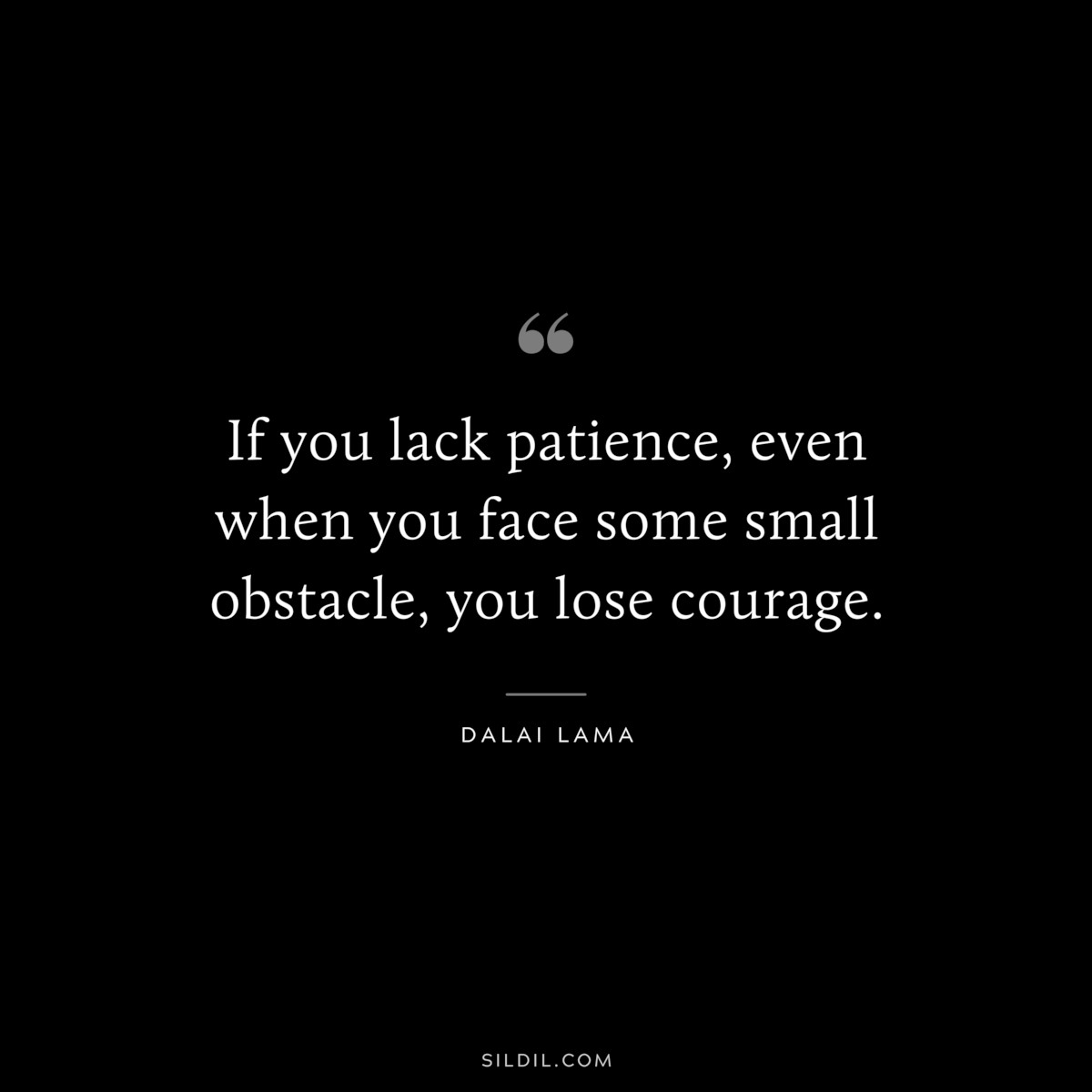 If you lack patience, even when you face some small obstacle, you lose courage. ― Dalai Lama