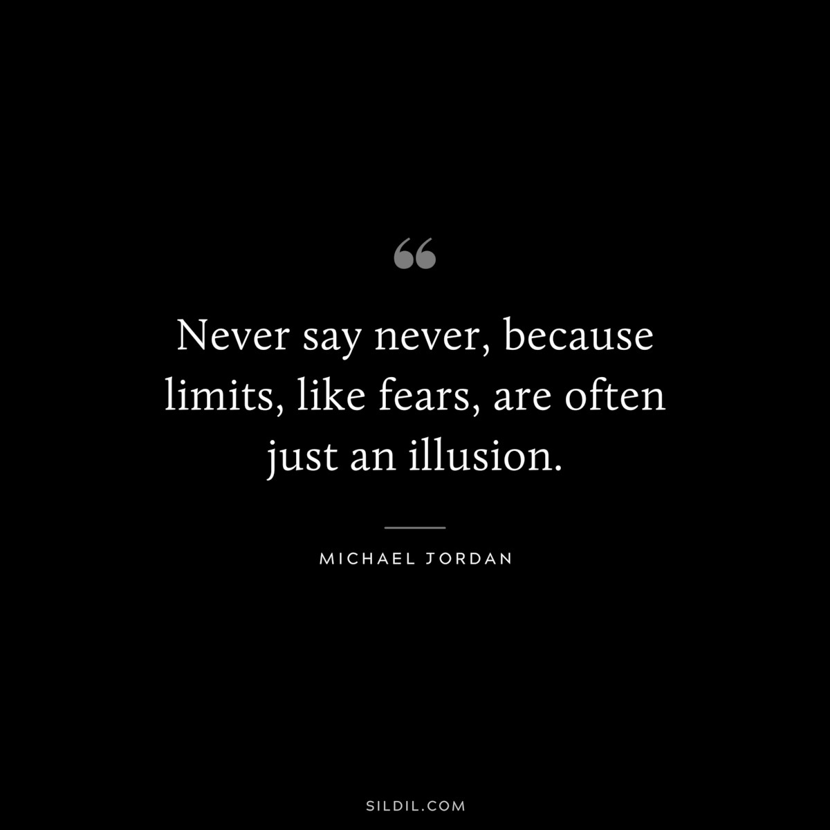 Never say never, because limits, like fears, are often just an illusion. ― Michael Jordan