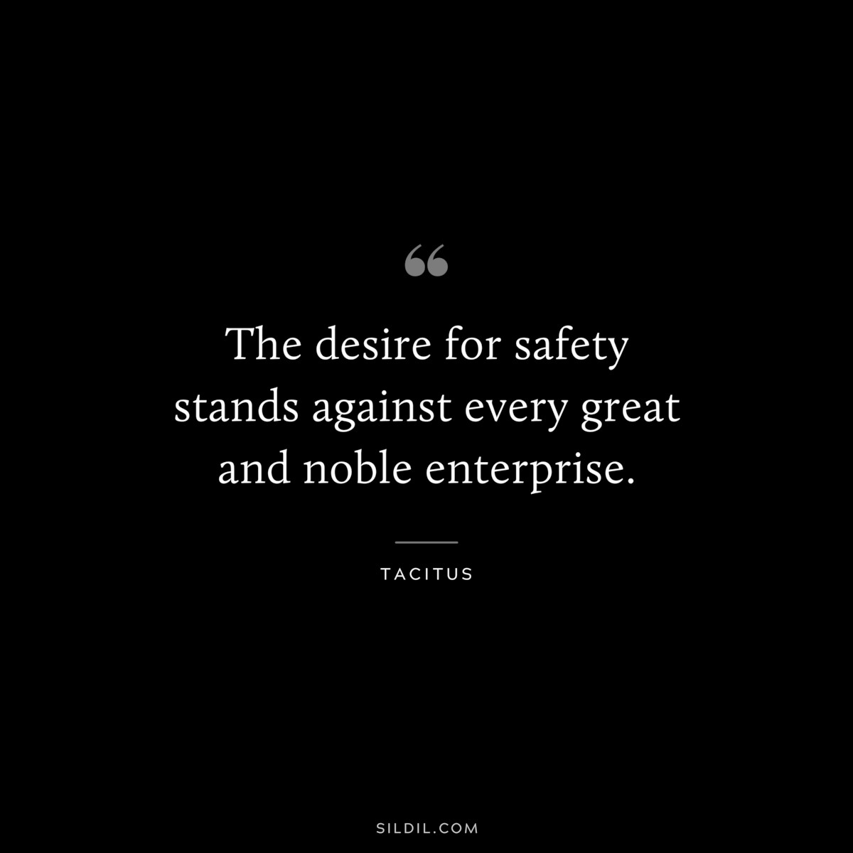 The desire for safety stands against every great and noble enterprise. ― Tacitus