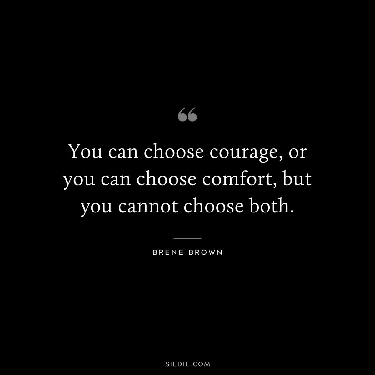 You can choose courage, or you can choose comfort, but you cannot choose both. ― Brene Brown