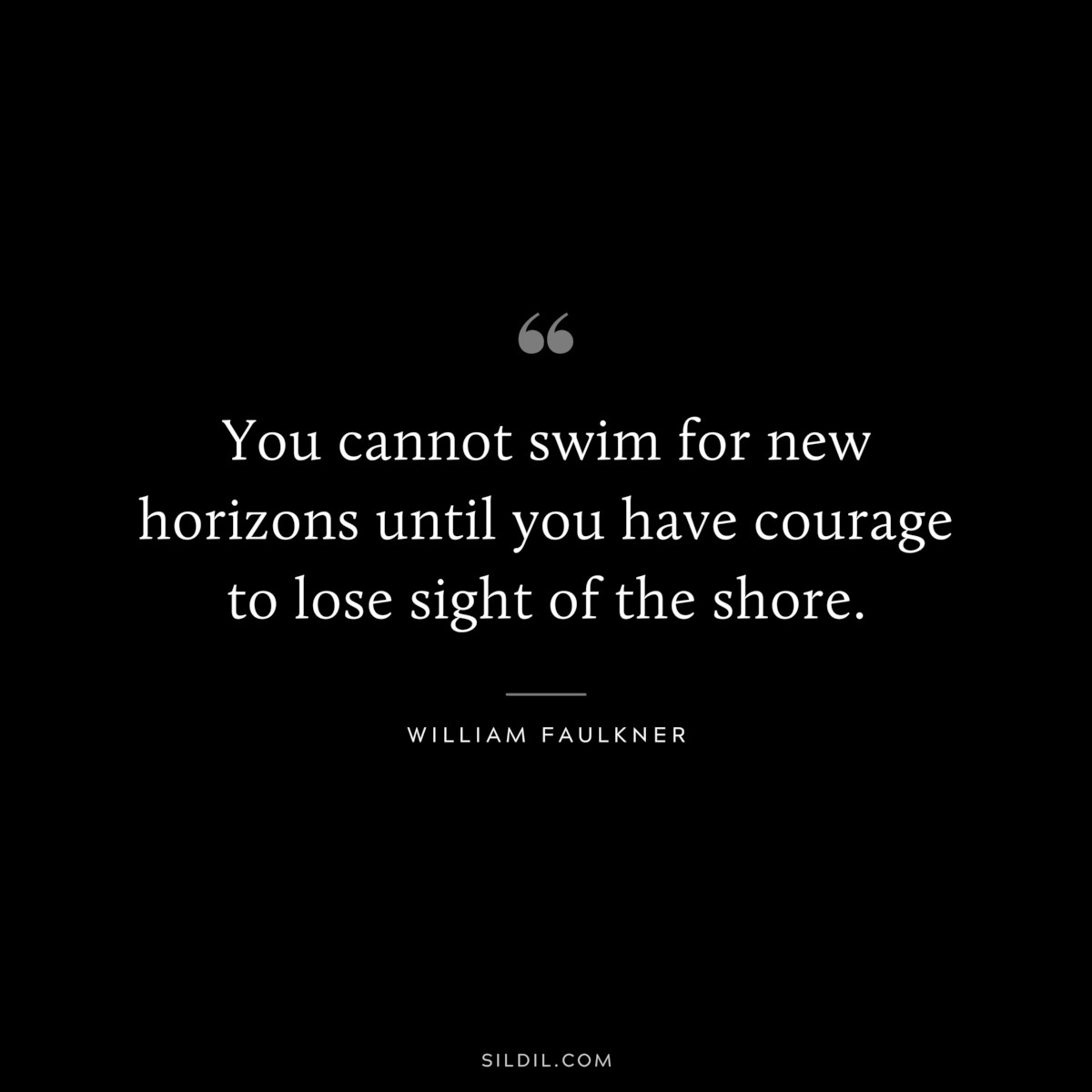 You cannot swim for new horizons until you have courage to lose sight of the shore. ― William Faulkner