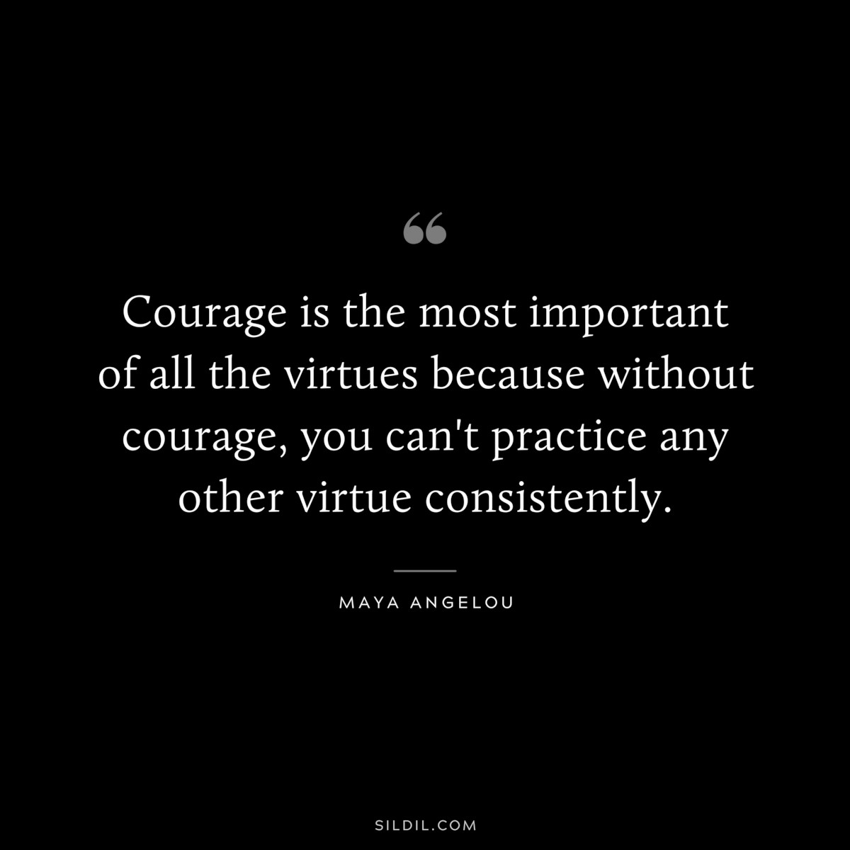Courage is the most important of all the virtues because without courage, you can't practice any other virtue consistently. ― Maya Angelou