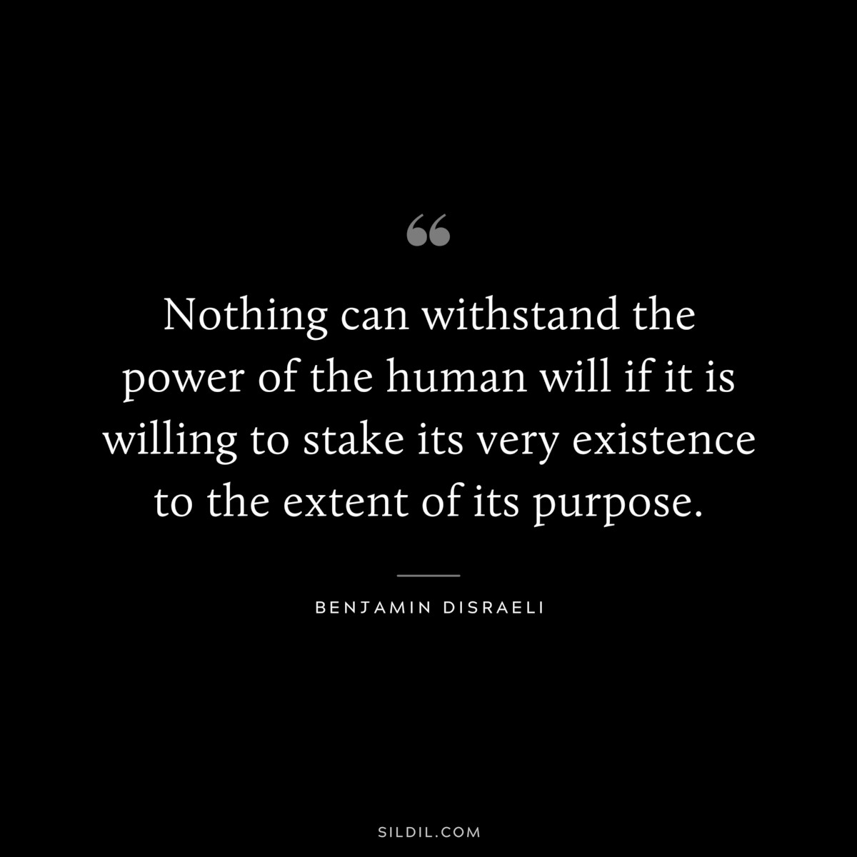 Nothing can withstand the power of the human will if it is willing to stake its very existence to the extent of its purpose. ― Benjamin Disraeli