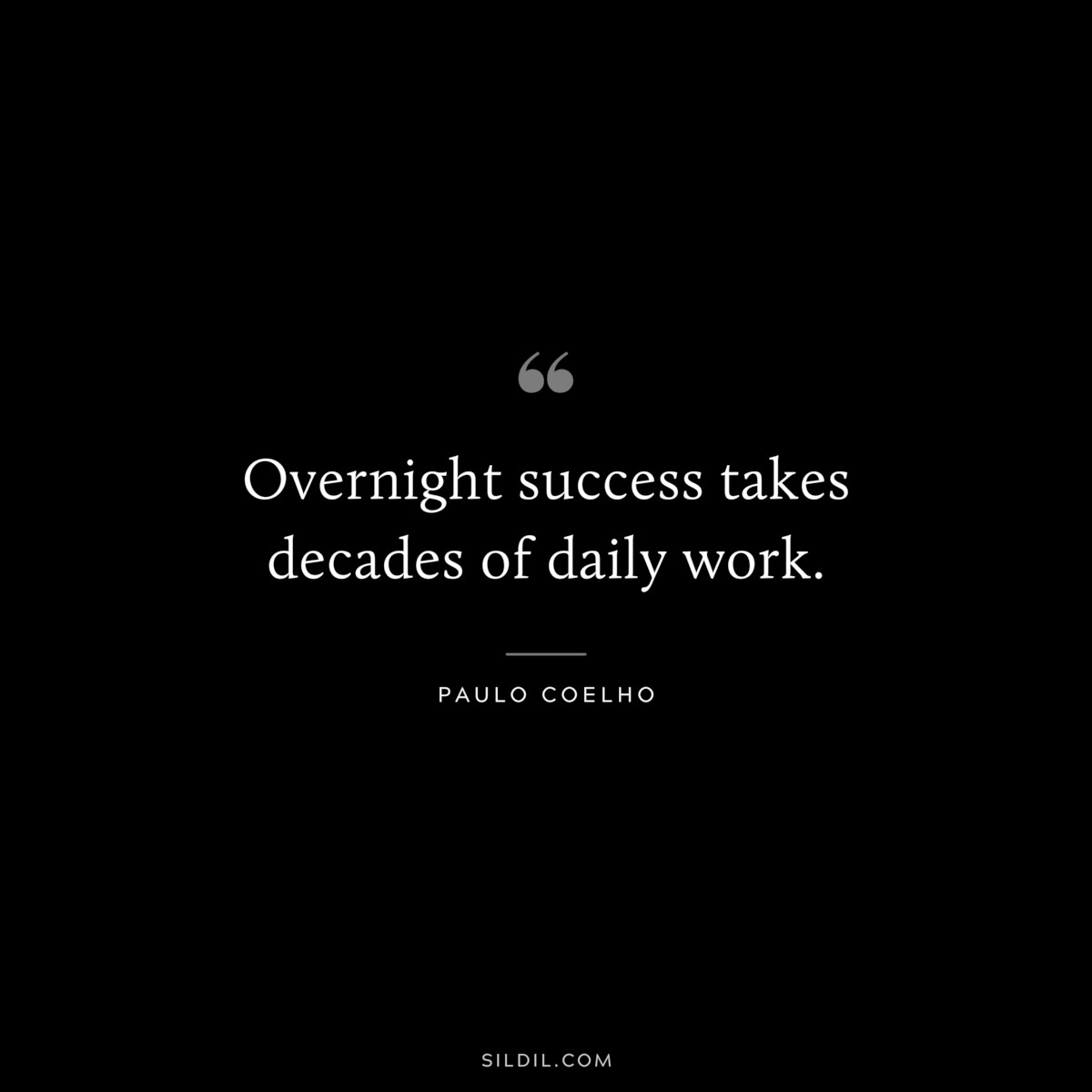 Overnight success takes decades of daily work. ― Paulo Coelho