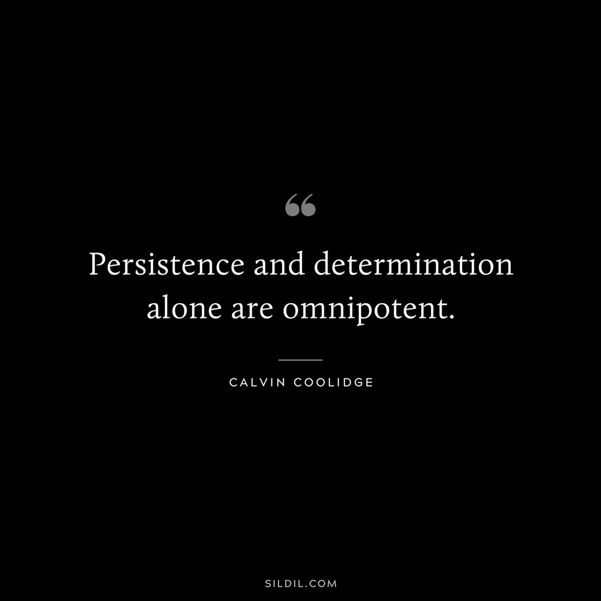 Persistence and determination alone are omnipotent. ― Calvin Coolidge