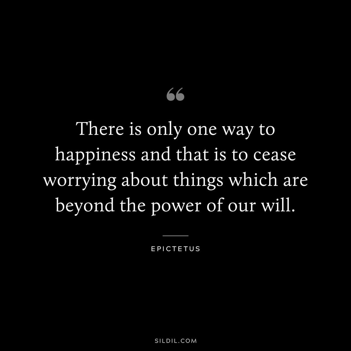 There is only one way to happiness and that is to cease worrying about things which are beyond the power of our will. ― Epictetus