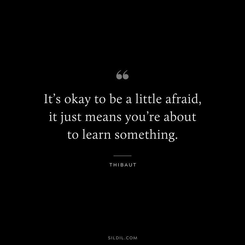 It’s okay to be a little afraid, it just means you’re about to learn something. ― Thibaut